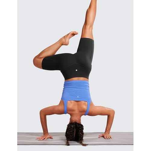 CRZ YOGA Women's Naked Feeling Biker Shorts with Pockets 8'' - High Waisted Yoga Gym Workout Spandex