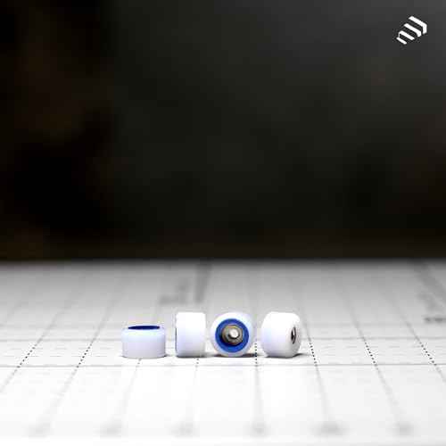 Fingerboard LongSpin Pro Wheel Finger Skateboard Extreme Sports Durable skid Strong Grip Handmade Outperform Polyurethane 7.62mm Twin Sheel White-Blue Wheel