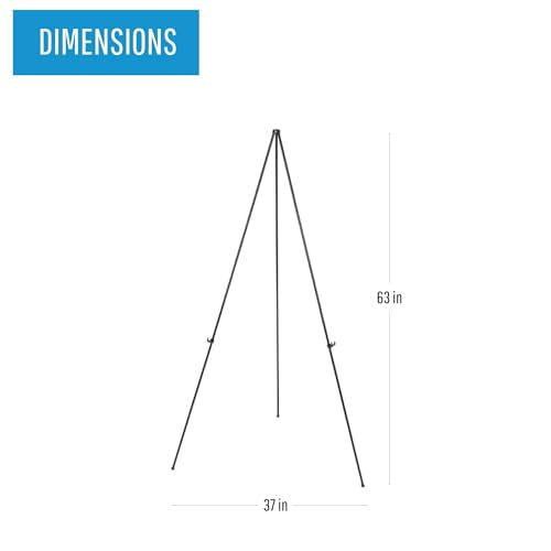 MasterVision Instant Easel, 61.5" High, Black, Steel, Lightweight