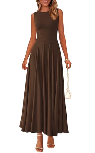 PRETTYGARDEN Womens Spring Dresses 2026 Casual Sleeveless Crewneck Aline Maxi Dress Stretch Tank Flowy Long Dresses