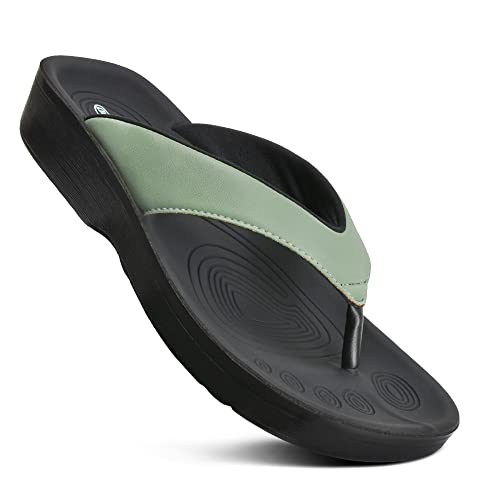 AEROTHOTIC Arch Support Flip Flops for women Stylish Cushioned Padded Straps with Soft Toe Post Slip on Footwear Dressy Tr...