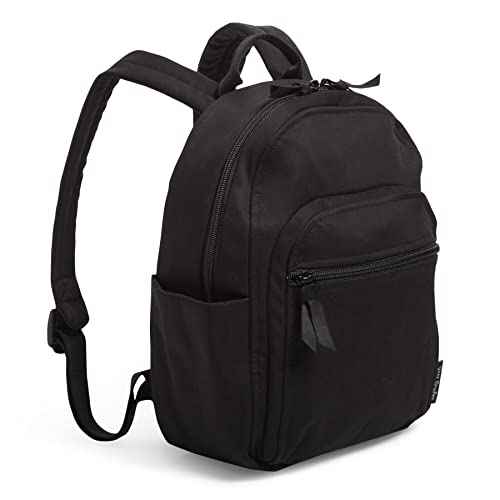 Vera Bradley Women's Cotton Small Backpack, Classic Black, One Size