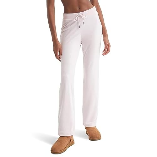 Juicy Couture Womens Rib Waist Velour Pants with Drawcord