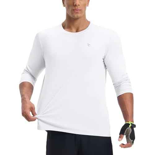 baleaf Men's Mountain Bike Shirts Long Sleeve Loose-fit Cycling Jersey Zipper Pocket UPF 50+ Workout Hiking Athletic Running