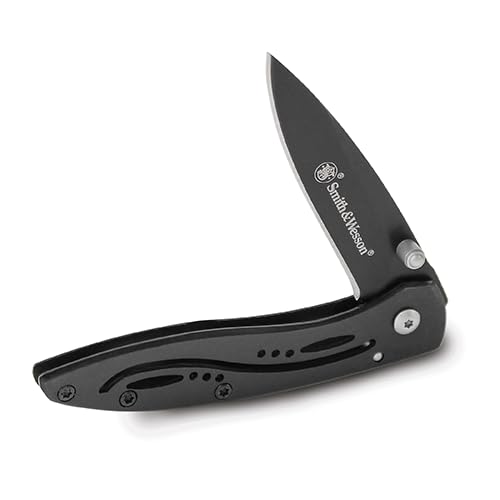 Smith & Wesson CKLPB 5.3in High Carbon S.S. Folding Knife with a 3.2in Drop Point Blade and Stainless Steel Handle for Out...