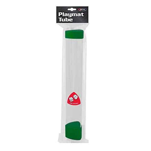 BCW Green Playmat Tube with Dice Cap | Includes 2 Free Dice | Tri-Oval Design Prevents Rolling | Oversized Cap for Storage | Durable Plastic Tube for MTG, TCG Playmats, and Game Mats