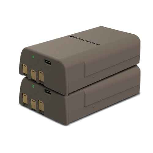 Stealth Cam FieldMax MAX-PAK Rechargeable 12-Volt/5000 mAh Lithium Battery Cartridge, Compatible w Hunting Cellular Trail Cameras, USB Charging Cable Included, 2-Pack