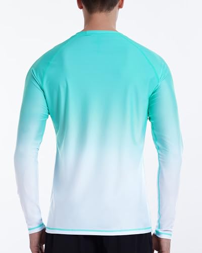 Roadbox Men's UPF 50+ Swim Shirts, Long Sleeve UV Sun Protection Rash Guard, Quick Dry SPF T-Shirt for Beach Surfing Fishing