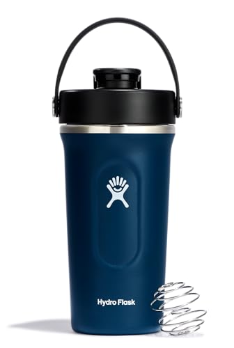 Hydro Flask Shaker Bottle – Insulated Stainless Steel Gym Bottle for Pre Workout & Protein 24 Oz Indigo Blue