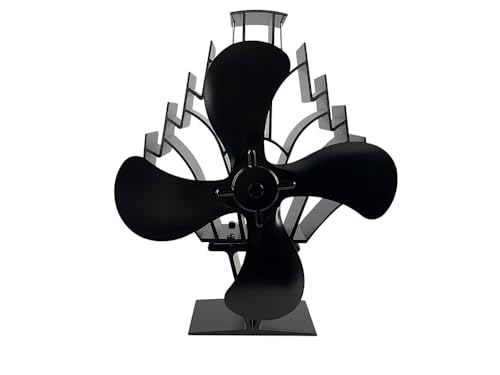Heat Powered Stove Fan for Wood & Pellet Burners: Compatible with Log Burners, 348 CFM Airflow,13" Large 4-Blade Non-Elect...