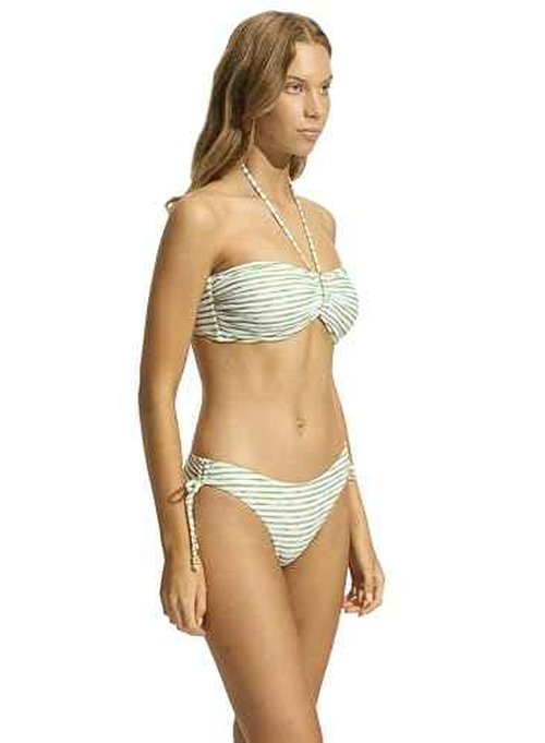 Seafolly Women's Standard Loop Tie Side Hipster Bikini Bottom Swimsuit, Isla Palm Sage