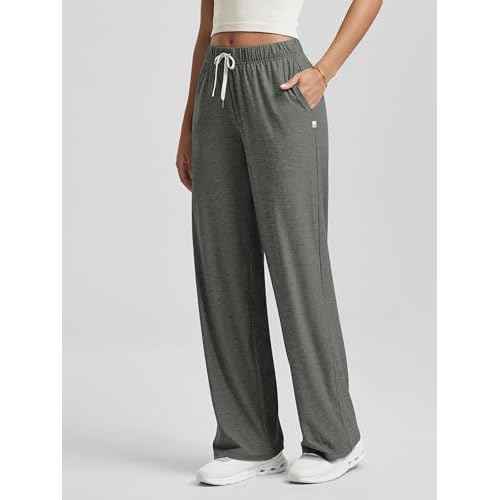 ODODOS Women's Straight Leg Pants Ultra Soft Stratum Tech Relaxed Casual Pajama Lounge Pants with Pockets-29/31" Inseam