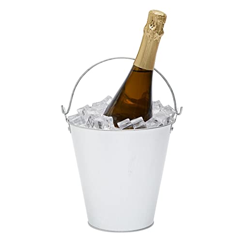 Juvale Metal Bucket - 6-Pack, 100 oz, 7 in Dia x 7.2 in H, Silver - Galvanized Buckets with Handles for Ice Tub & Beverage...