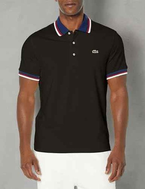 Lacoste Men's Regular Fit Stretch Mini Piqué Polo Shirt Noir
