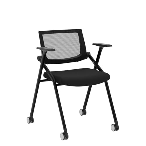 BROBRIYO 2 Pack Stackable Conference Room Chairs with Wheels and Paddle, Ergonomic Mesh Back and Arms for Meeting, Confere...