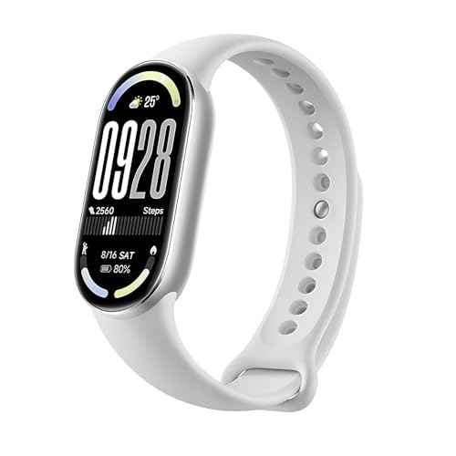 XIAOMI Mi Smart Watch Band 10, 5ATM Waterproof Fitness Step Tracker Sports Digital Smart Watch Health Band for Men Women, 1.72" AMOLED Display, 150+ Sports Modes 24/7 Sleep Monitor (Glacier Silver)