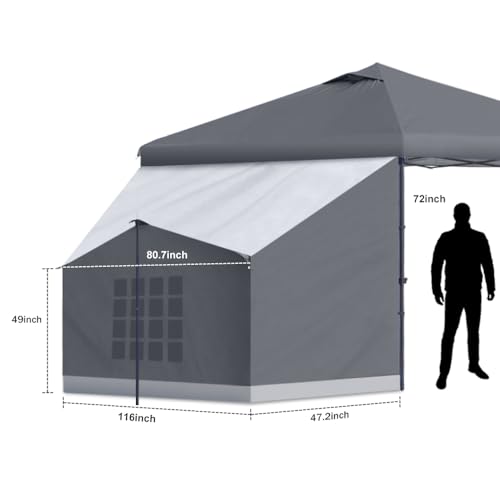 KAMPKEEPER Side Tent,Camping Tent for 10' x 10' Pop Up Canopy, Easy Set Up Gazebo,Compatible with 10' Wide Canopy Tents (G...