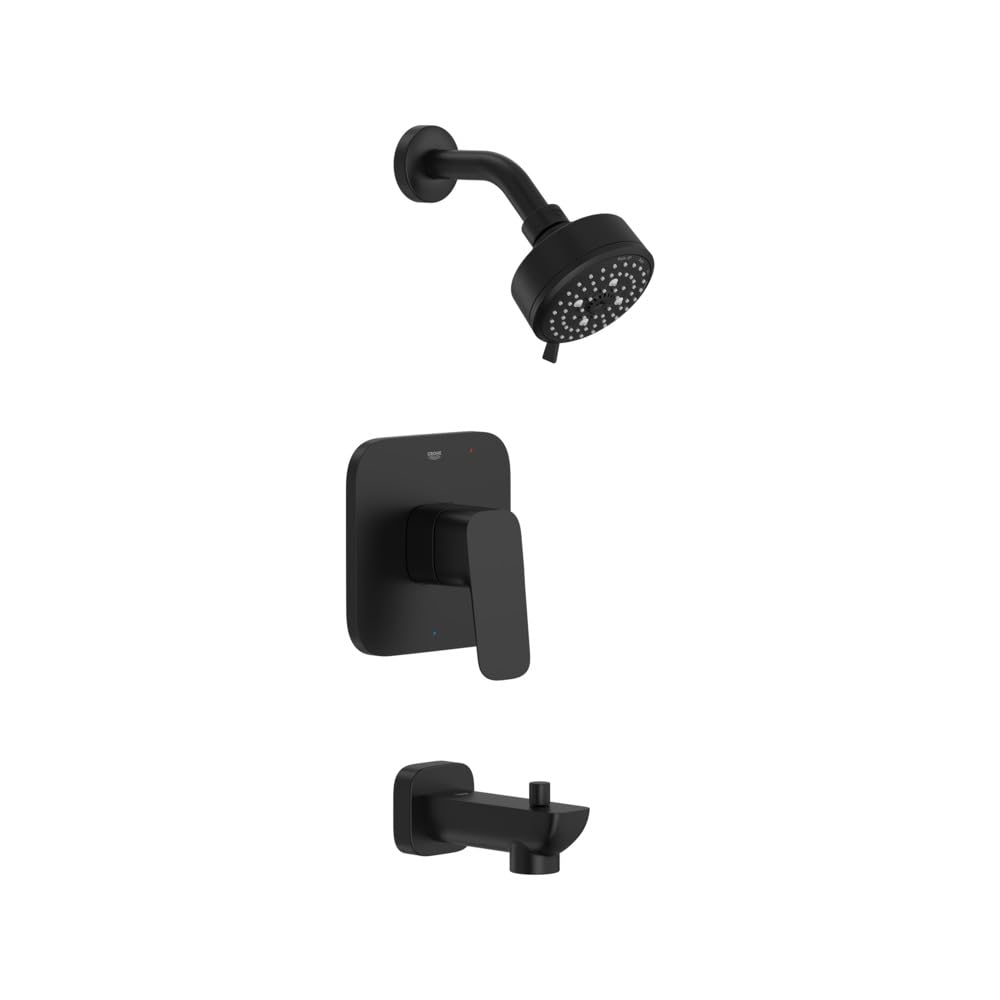 Grohe 1053802430 Cubeo Pressure Balance Valve Tub/Shower Trim Kit, Matte Black