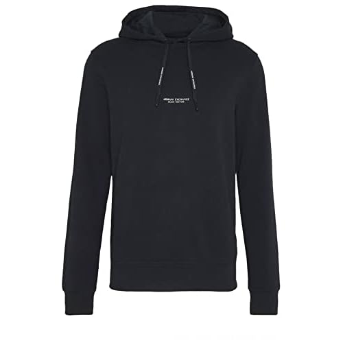 Armani Exchange mens Pull-over Hooded Sweatshirt With Front Back Logo