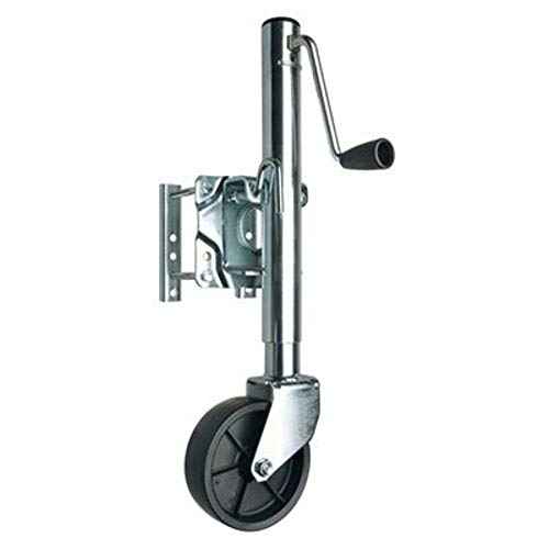 Reese Towpower 74410 Round Trailer Jack, Side Mount, 1,000 lbs. Lift Capacity, Sidewind, Bolt-On, 10 Inch Travel, 6-Inch Wheel