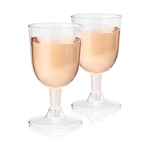 True Party Disposable Plastic Wine Glasses, Stemmed Clear Plastic Cups for Outdoors, Parties, 6 Oz Set of 20