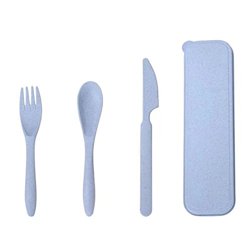 Portable Utensils Set with Case, Reusable Travel Utensils Set with Knife, Spoon, Fork, Wheat Straw Cutlery Set for Travel ...
