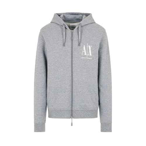 Armani Exchange mens Icon Project Embroidered Zip Up Hooded Sweatshirt