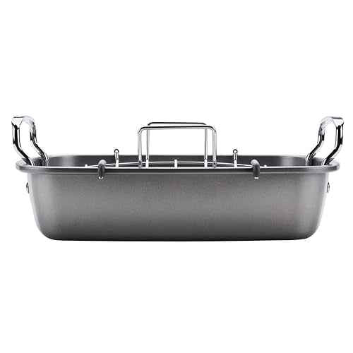 Circulon Nonstick Roasting Pan / Roaster with Rack - 17 Inch x 13 Inch, Gray