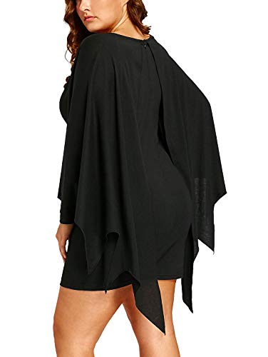 HEARTISIAN Womens Plus Size Bat Wing Sleeves T Shirt Dress Casual Flowy Tunics Tops Scoop Collar Tees Halloween Costumes