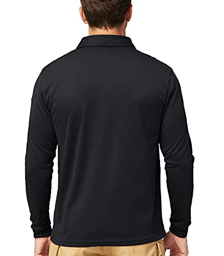 MIER Men's Outdoor Performance Tactical Polo Shirts Short and Long Sleeve, Moisture-Wicking
