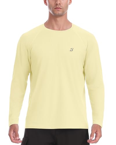 Roadbox Men's UPF 50+ Rash Guard Long Sleeve, Cool Dry UV Sun Protection Water T-Shirts, Lightweight Fishing Hiking Shirts