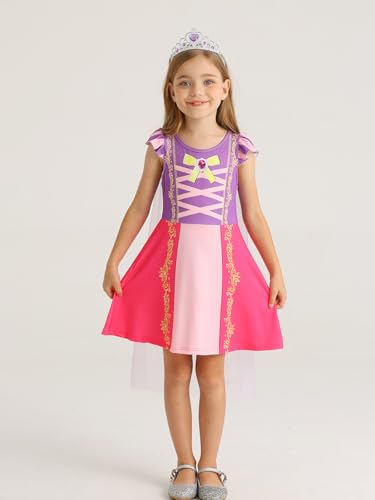 WonderBabe Princess Dress With Cape Girls Christmas Birthday Party Cosplay Costume Toddler Ruffle Sleeve Fancy Outfit Gift