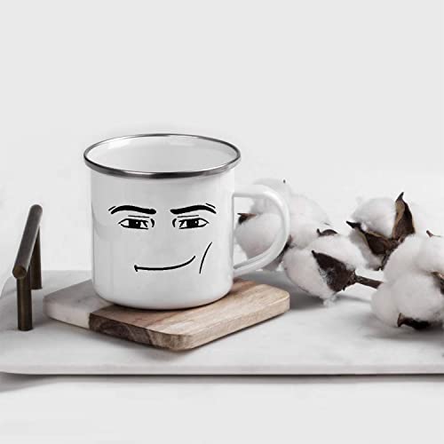 Serious Guy Face Camping Mug - Gamer Mug - Best Idea Gift - 12 oz Enamel Campfire Mugs, Gifts For Friends And Coworkers