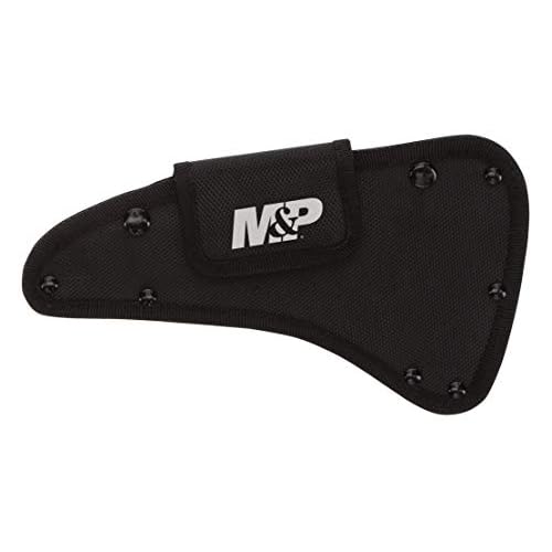 Smith & Wesson M&P Extraction & Evasion 16in S.S. Full Tang Tactical Axe with a Spearpoint Spine, Rubberized Handle and Sheath for Outdoor, Survival and EDC