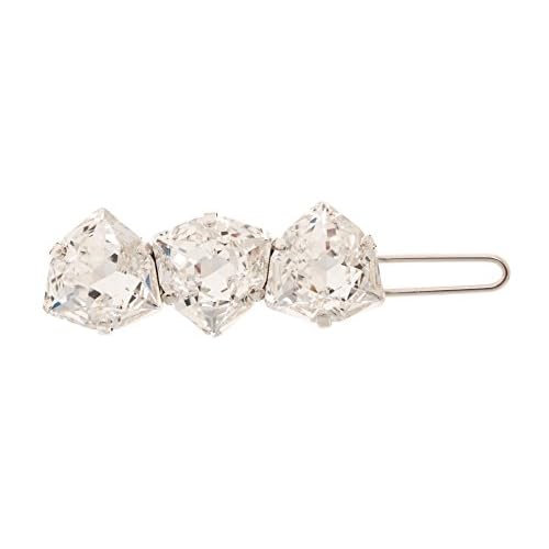 L. Erickson Triple Crystal Tige Boule Barrette - Crystal/Silver