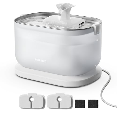 PETLIBRO Cat Water Fountain, Cat Fountain Indoor Stainless Steel Tray, 2.5L/84oz Wireless Pump Pet Water Fountain, Cat Wat...