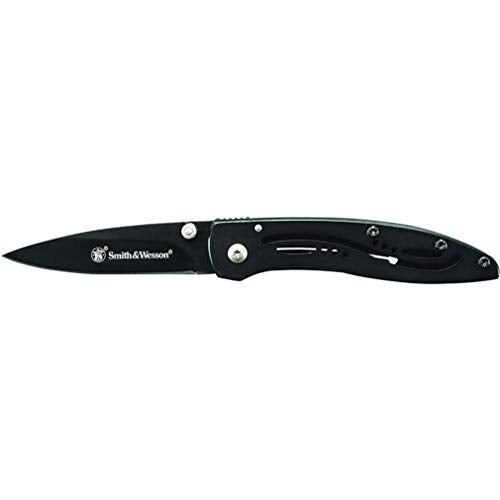 Smith & Wesson CKLPB 5.3in High Carbon S.S. Folding Knife with a 3.2in Drop Point Blade and Stainless Steel Handle for Out...