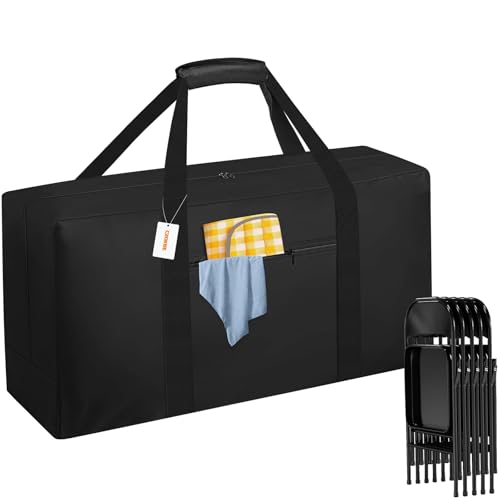 CSOKRE Heavy Duty Folding Chair Storage Bag, [Thick Fabric+Front Pocket] 40.5" x 12.2" x 20",For Metal/Plastic/Wooden Chai...