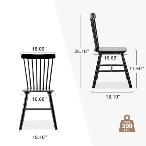 LUE BONA Windsor Dining Chair Set of 4, Spindle Back Wooden Chairs for Kitchen and Dining Room, Restaurant, Cafe, Hotel, B...