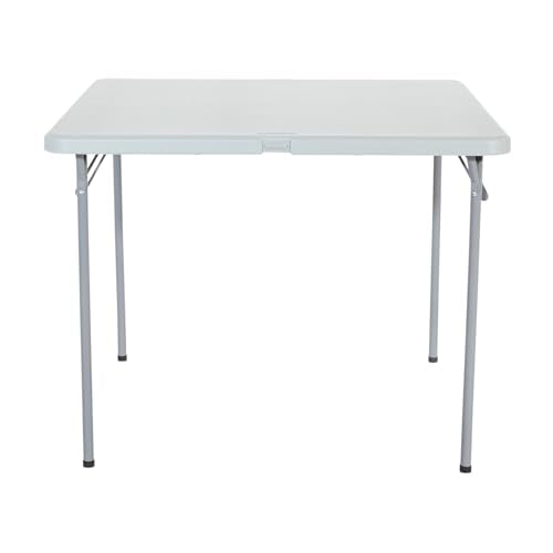 Office Star Resin 5-Piece Folding Square Table and Chair Set, Light Grey