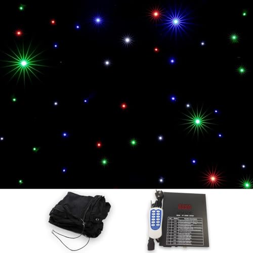 SEDAMORALLY Stage Led Starry Sky Background Curtain,White and Blue Foldable Wedding Stage Star Curtain Backdrops for Event...