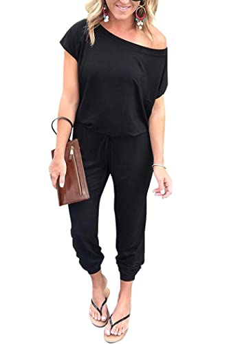 PRETTYGARDEN Jumpsuits for Women 2026 Summer Dressy Off Shoulder Romper Spring Vacation Travel Lounge Outfits Clothes