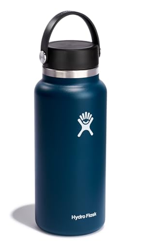 Hydro Flask Water Bottle - Insulated Stainless Steel - Wide Mouth Flex Lid, Non Spill, Leakproof and Refillable in 32 Oz I...