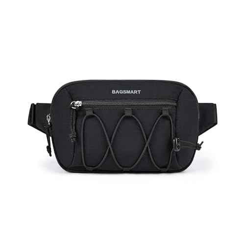 BAGSMART Fanny Packs for Women Small Belt Bag with Adjustable Strap Waist Pack for Running Workout Traveling Hiking, Black