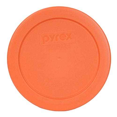 Pyrex (1) 7402-PC 6/7-Cup Red, (2) 7210-PC 3-Cup Light Green, (1) 7201-PC 4-Cup Blue, and (2) 7200-PC 2-Cup Orange Food Storage Lids - Made in USA