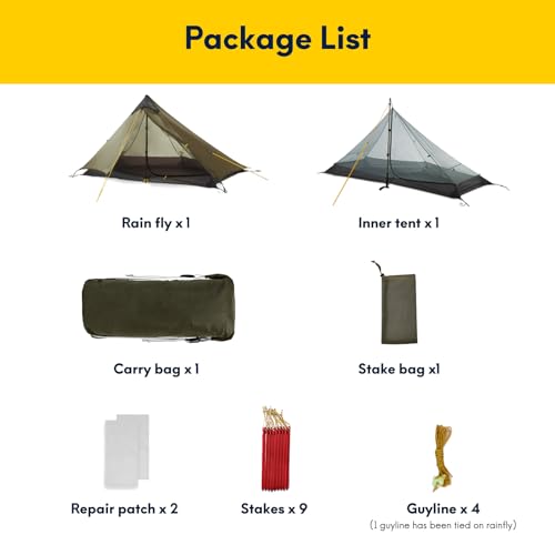 LANSHAN Ultralight Tent 3-Season Backpacking Tent for 1-Person or 2-Person Camping, Trekking, Kayaking, Climbing, Hiking