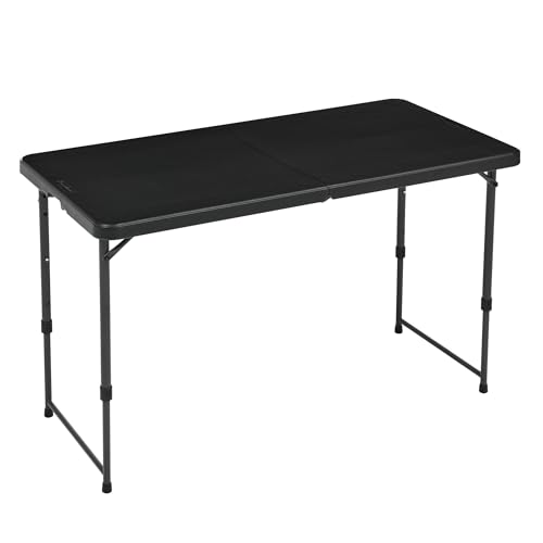 Amazon Basics 4 Foot Rectangular Folding Dining Table, 4 Adjustable Height Settings with Carrying Handle, Indoor & Outdoo...