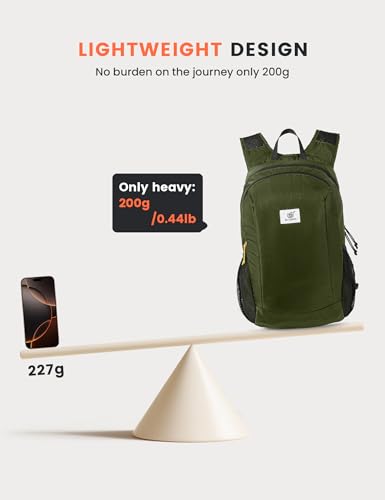 SKYSPER Hiking Backpack Ultralight Packable RFID Travel Daypack Small Nylon Stuff Pack 16L Outdoor Bag for Women Men