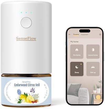 SF101S Smart Wi-Fi Waterless Plug-In Air Freshener, 100% Plant-Based Ultrasonic Diffuser, Adjustable 120-Day Scent Air Mist, Covers 100㎡ for Home, Hotel-Cedarwood Citrus Veil