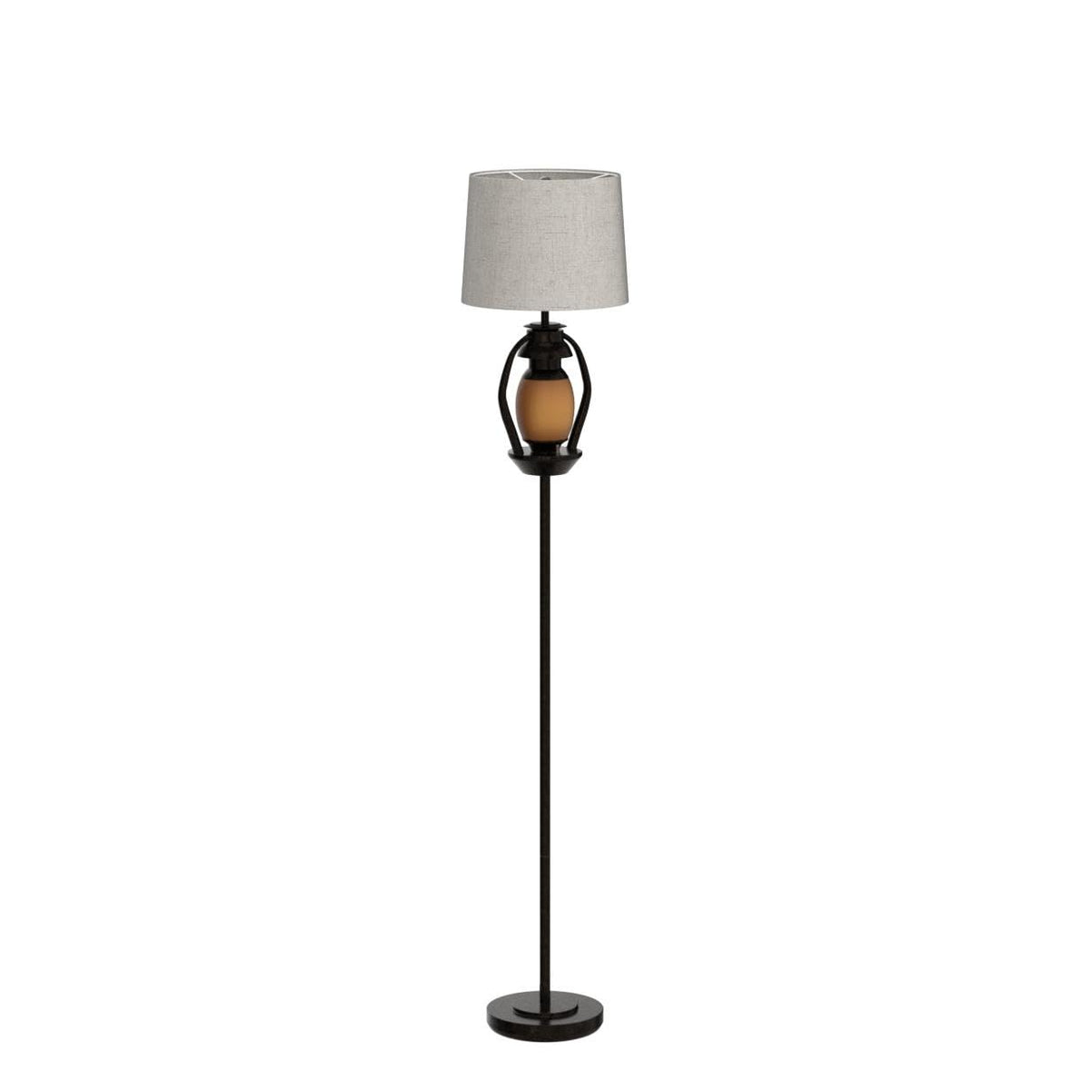 Suraielec Farmhouse Floor Lamp with Night Light, Rustic Standing Lamps for Living Room, Beige Linen Drum Lampshade, Oil Rubbed Bronze Finish, Traditional Floor Lamps for Bedroom Home Decor,Foot Switch